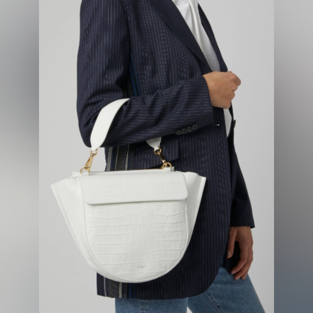 Crocodile embossed Hortensia handbag in optic white(excellent condition)